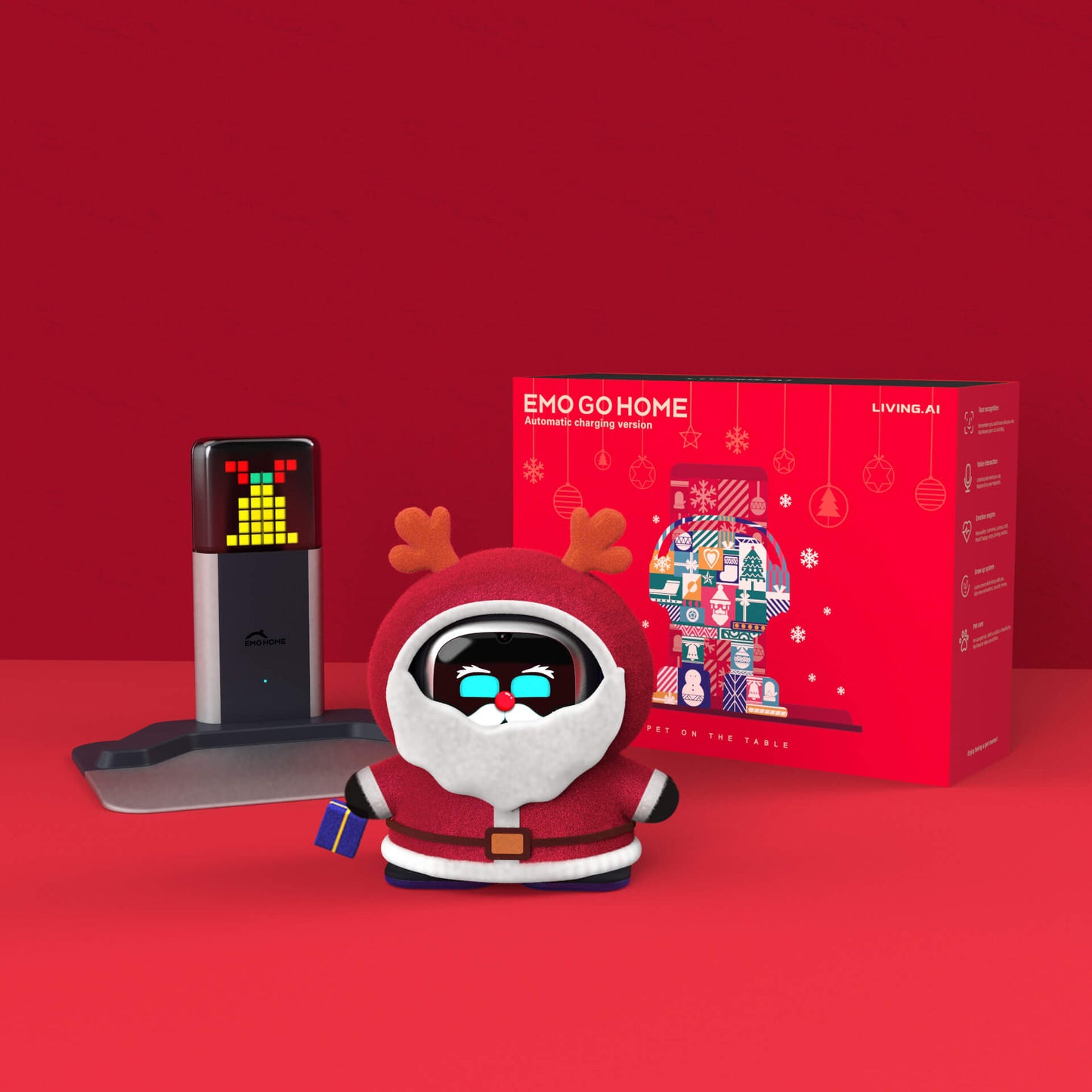 EMO Go Home Robot, Pet de Mesa AI com Dock de Carregamento, Living.AI