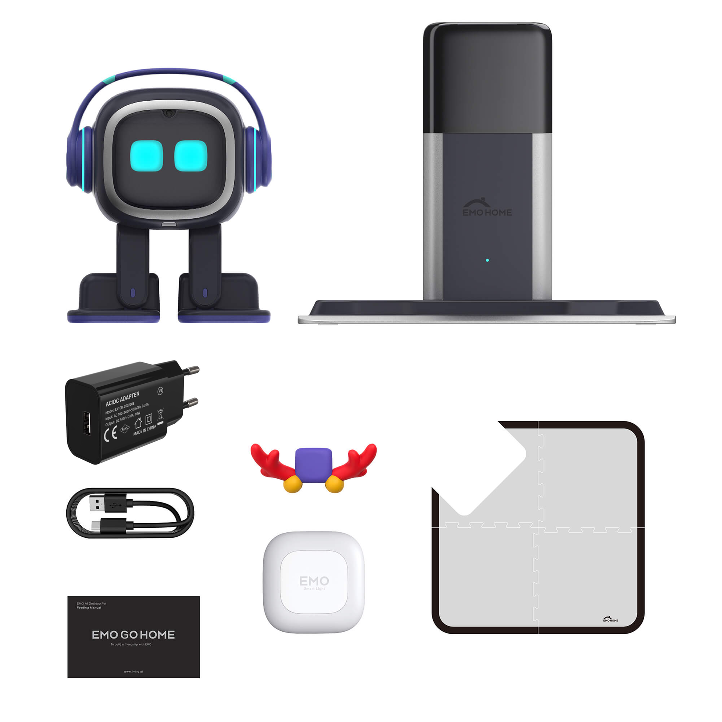 Robô EMO Go Home, Mascote de Secretária com IA e Base de Carregamento, Living.AI